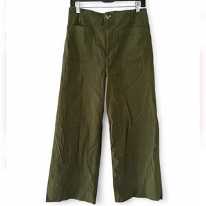Maeve Olive Green Wide-Leg “The Colette” Pants